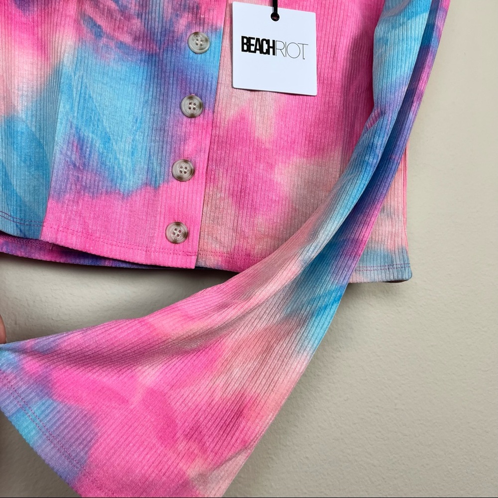 NEW Beach Riot Revolve Tie Dye 2 Piece Crop Top Flare Pants SMALL Lounge $220 - Picture 9 of 13